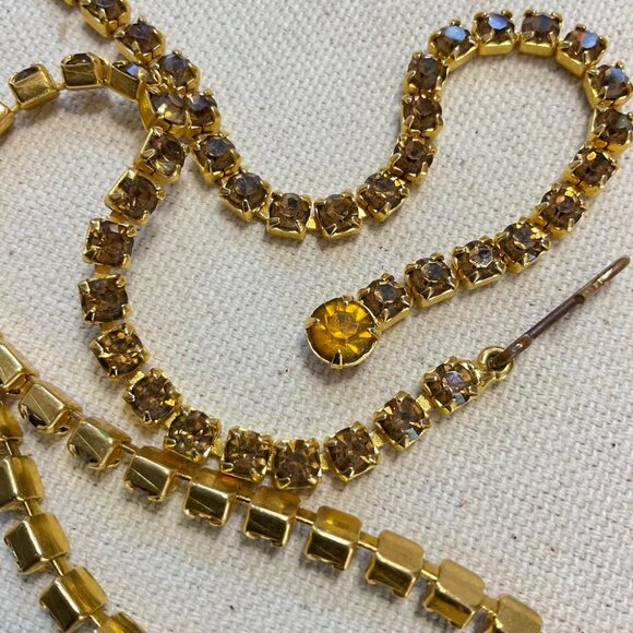 1960s Rhinestone Statement Necklace – Autumn Jewel Tones, D&E Style - Picture 4 of 6